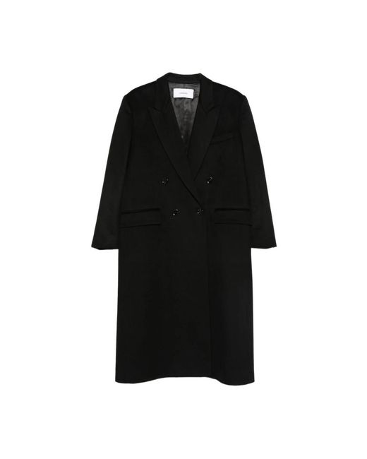 Lardini Jassen ,Zwart ,Leer Martin Double-Breasted Coat in het Black