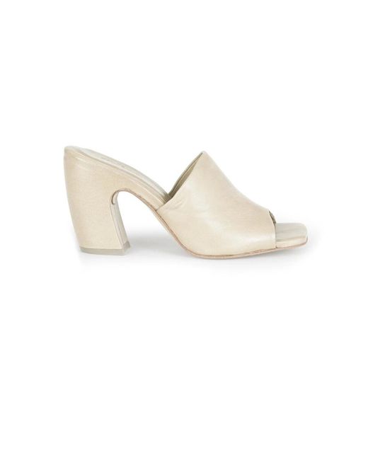 Cortana White Heeled Mules