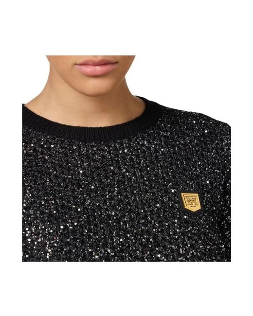 Elisabetta Franchi Black Round-Neck Knitwear