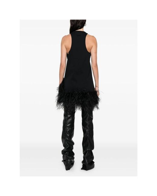 The Attico Feathered Mini Dress in het Black