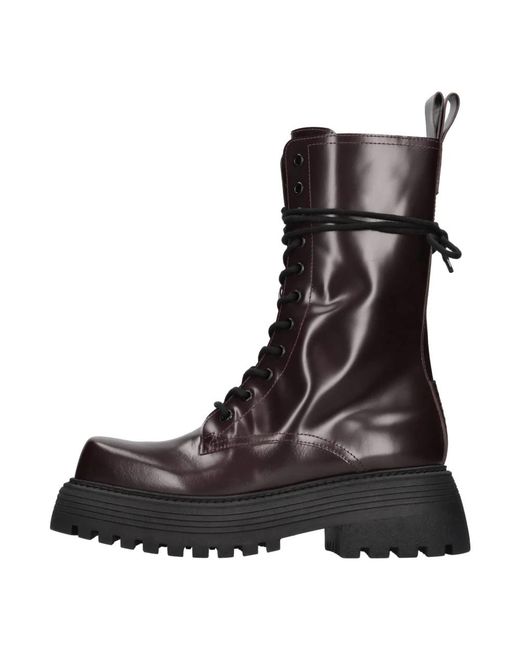 3Juin Black Lace-Up Boots