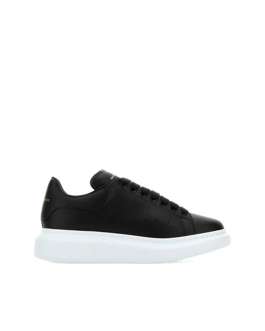 Alexander McQueen Black Oversized Leather Sneakers With Contrasting Platform
