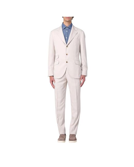 Single Breasted Suits di Brunello Cucinelli in Pink da Uomo