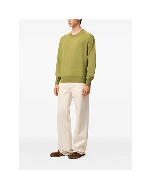 AMI Green Round-Neck Knitwear for men