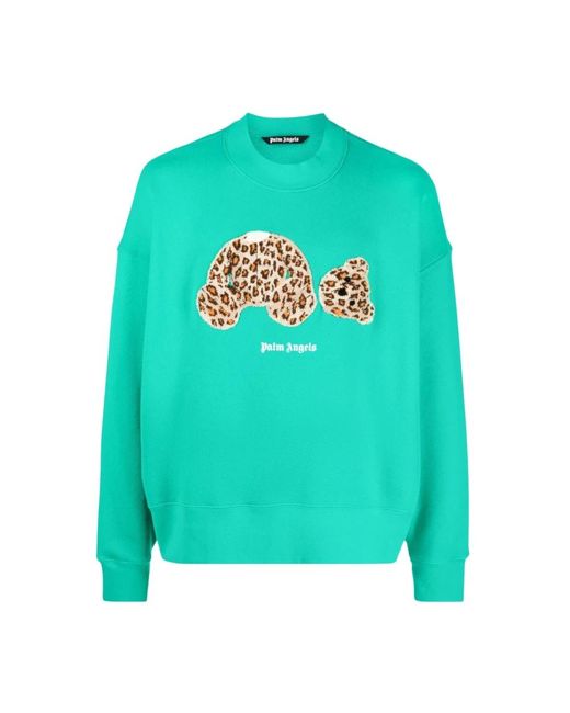 Palm Angels Leopard bear sweatshirt in Green für Herren