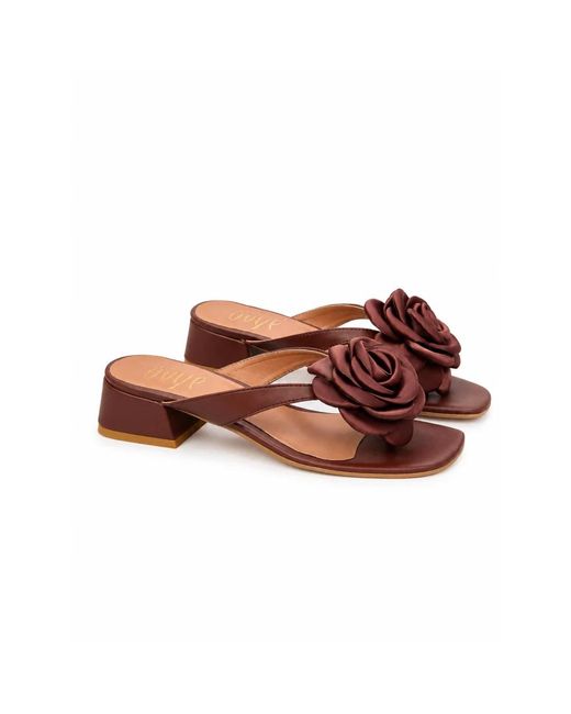 Ovyè Brown Ledermules Mit Absatz