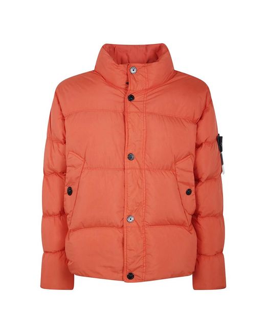 Stone Island Jassen ,Oranje ,Nylon Garment Dyed Crinkle Reps Ny Nylon Bomber in het Orange voor heren