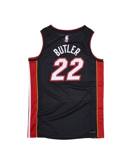 Nike Herren-Basketball-Tanktop Nba Swingman-Trikot Icon Edition 2020 Nr. 22 Jimmy Butler Miahea Schwarz/Robustes Rot/Sonnenuhr in Red für Herren