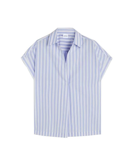 Aspesi Blue Seiden- Und Baumwollblusenshirt