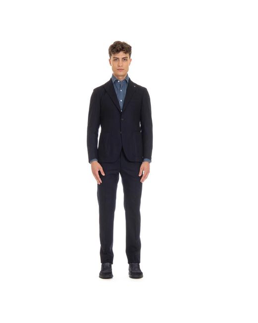 Tagliatore Kostuums ,Blauw ,Blauwe Flanellen Jurk Met Opgestikte Zakken in het Blue voor heren