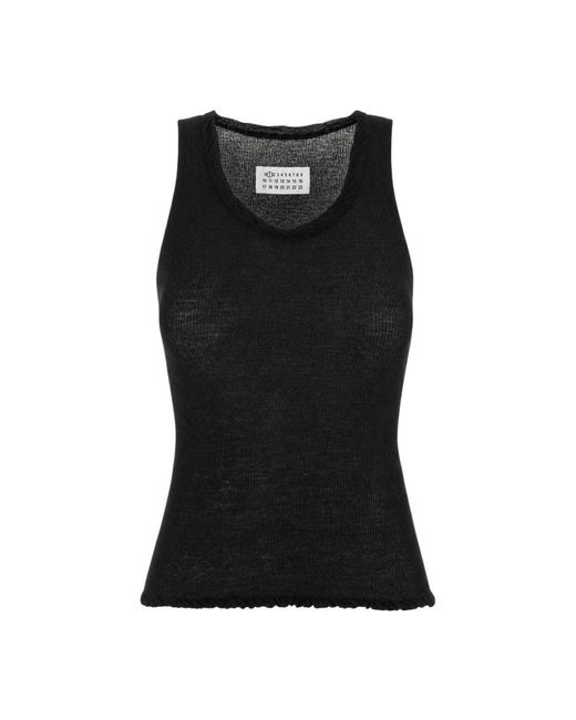 Maison Margiela Black Sleeveless Tops