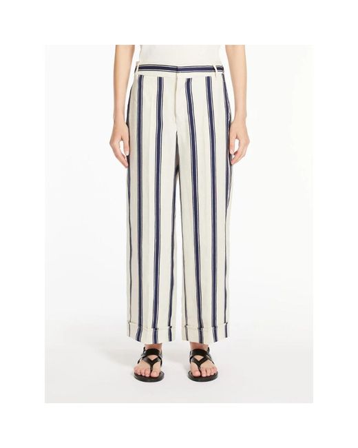 Max Mara Broeken ,Katoen Elise Straight Broeken in het Blue voor heren