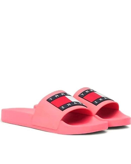 Tommy Hilfiger Pink Rosa flag pool slides flip flops