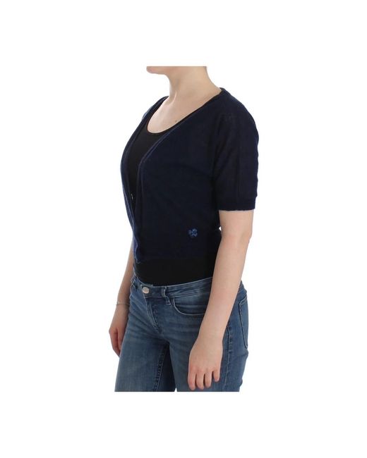 Ermanno Scervino Truien & Vesten ,Blauw ,Wol Cropped Sweater in het Black