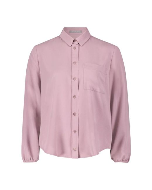 BETTY&CO Pink Klassische bluse mit taschen