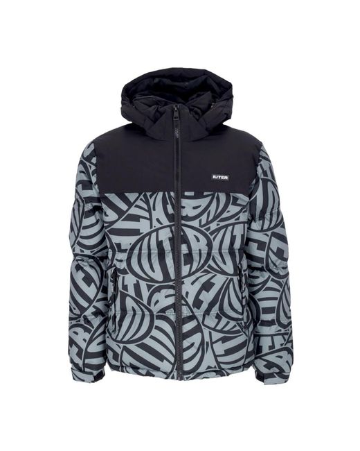 Iuter Jassen ,Zwart ,Polyester Zwarte Pufferjas Met Afneembare Capuchon in het Blue voor heren