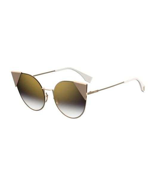Fendi Metallic Goldene sonnenbrille mit grauen schattengläsern