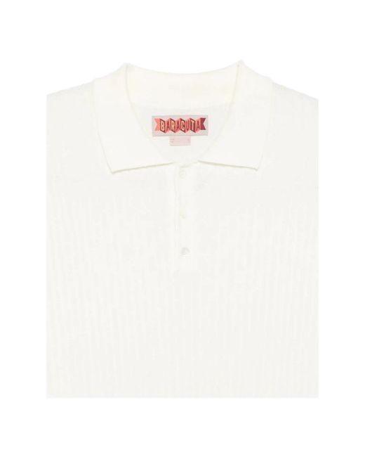 Baracuta Pattern Stitch Ss Polo in het White voor heren