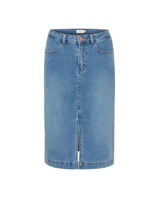 Denim Skirts Cream de color Blue