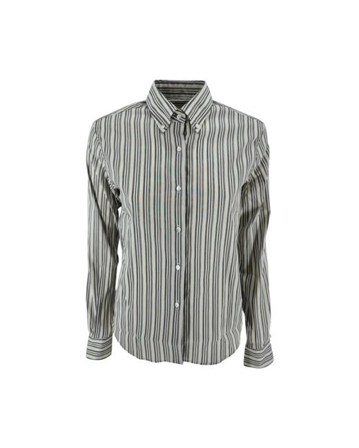 Xacus Gestreepte Witte Blouse Vrouw in het Gray