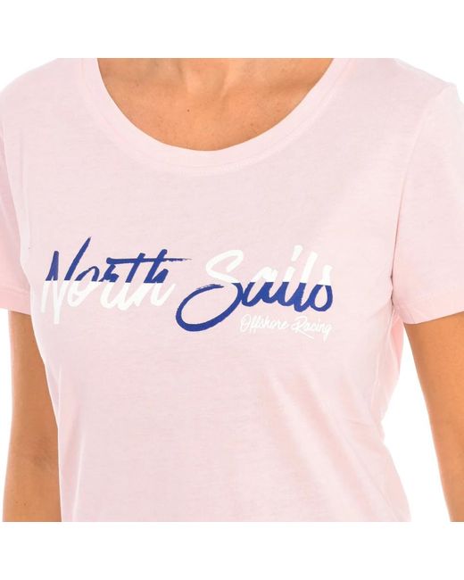 North Sails Pink T-Shirt Mit Kurzen Ärmeln Und Geripptem Ausschnitt