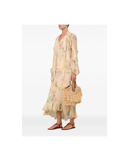 Zimmermann Top Met Bloemenprint En Ruches in het Natural
