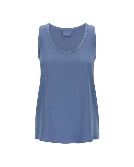 Brunello Cucinelli Stretch Zijden Satijnen Top in het Blue