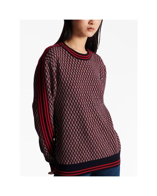 Balmain Purple Gemusterte Pullover
