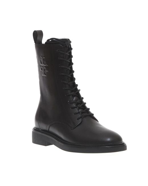 Tory Burch Black Lace-Up Boots