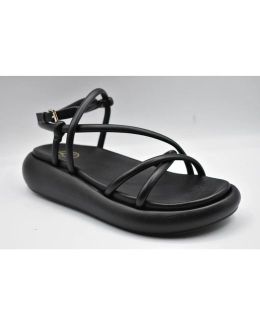 Ash Black Flat Sandals