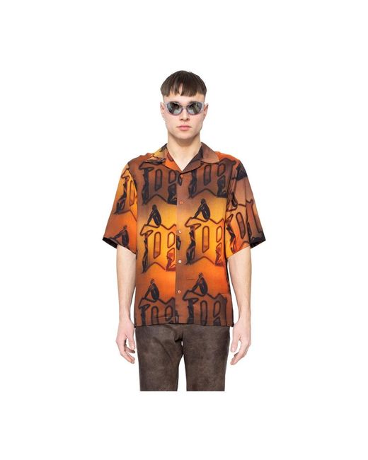 M I S B H V Orange Short Sleeve Shirts for men