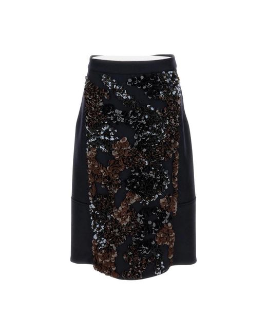 Plan C Rokken ,Blauw ,Wol Sequined Wool-Blend Miniskirt in het Black