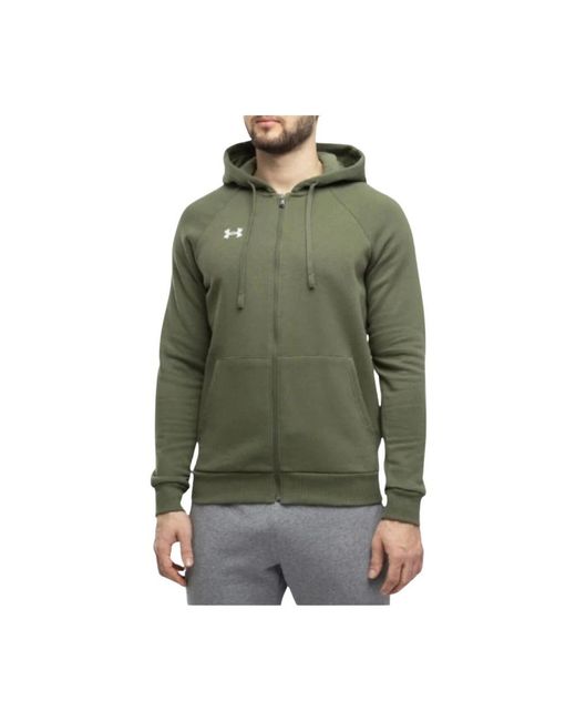 Under Armour Hoodies & Sweatvesten ,Groen ,Katoen Rival Fleece Full-Zip Hoodie in het Green voor heren