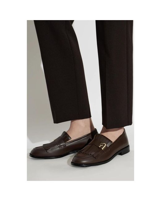 Furla Black Loafers
