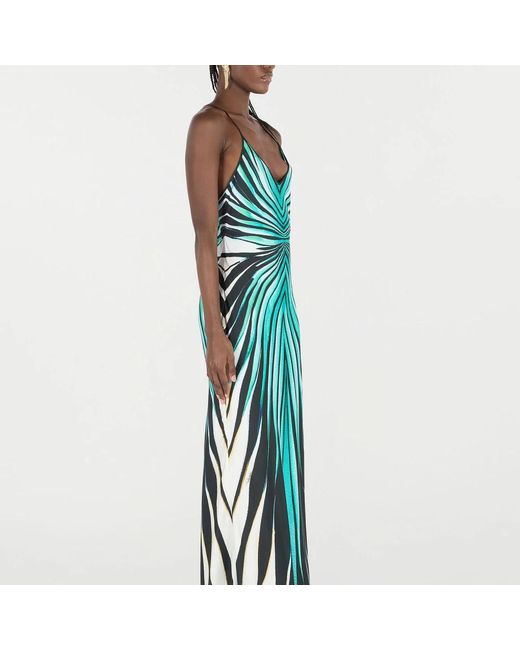 Roberto Cavalli Kleedjes ,Blauw ,Zee Print Zijden Maxi Jurk in het Blue