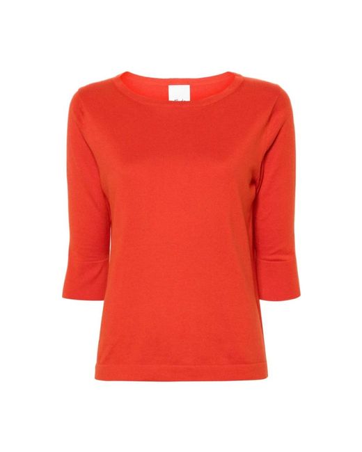 Allude Red Round-Neck Knitwear