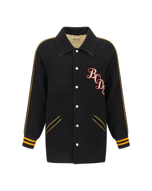 Bode Jassen ,Zwart ,Satijn Monogram Snap Reversible Felt And Satin Jacket in het Black voor heren