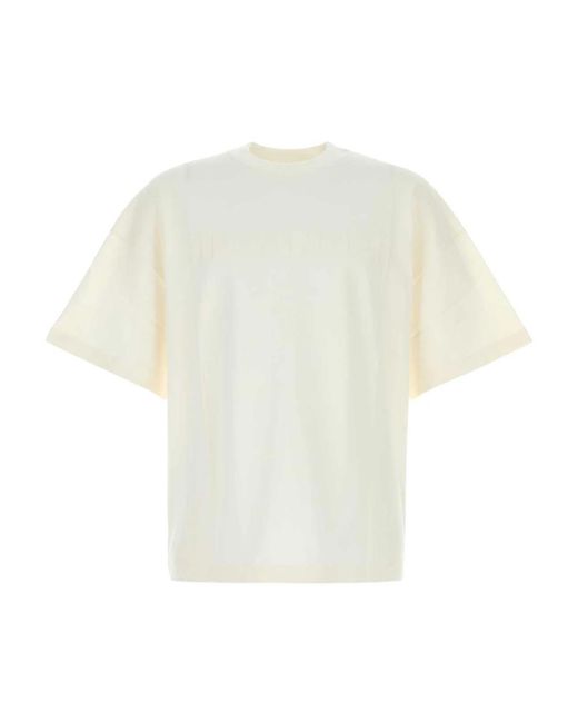 Jil Sander Tops ,Wit ,Katoen Cotton Crew-Neck T-Shirt in het White voor heren