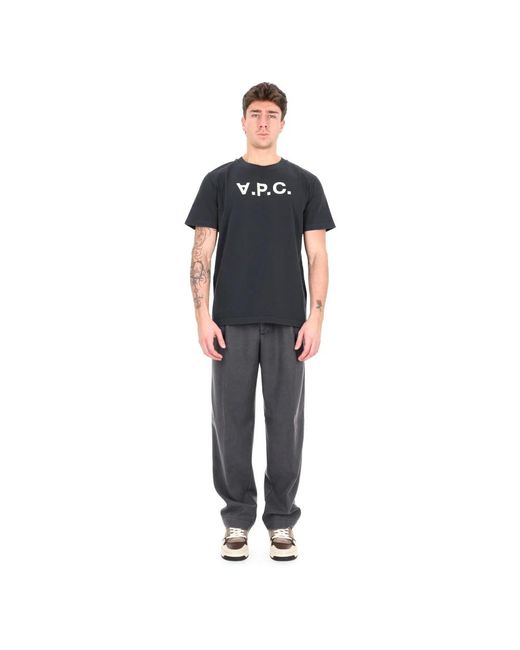 A.P.C. Tops ,Grijs ,Katoen Standard Grand Vpc T-Shirt in het Black voor heren