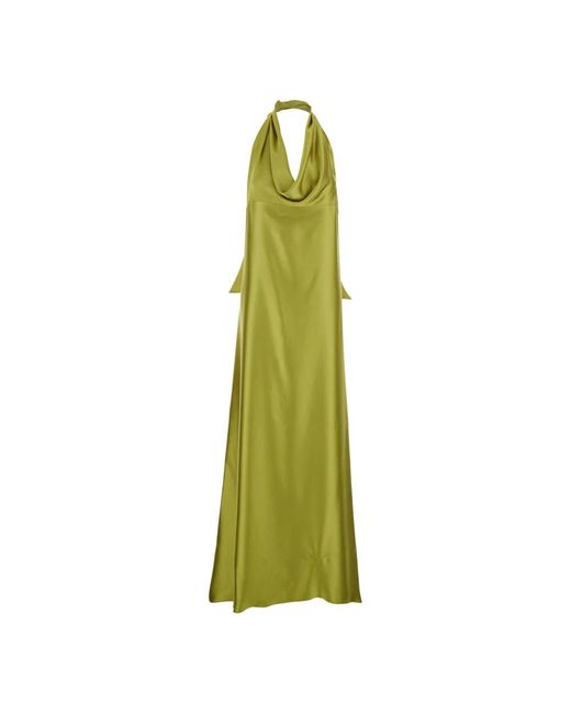 Vestido Largo Verde Con Nudo, Mujer, Talla Plain Units de color Green