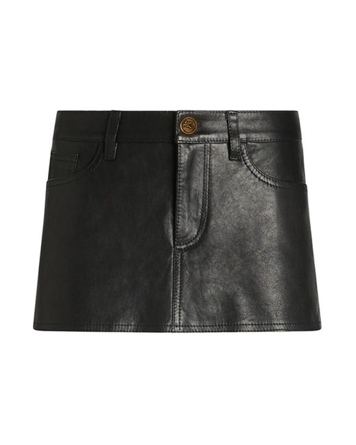 Etro Black Leather Skirts