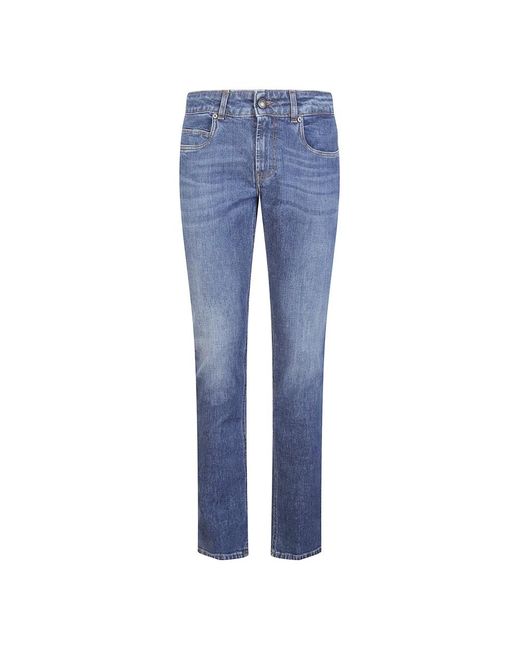 Fay Stretch-Denim-Jeans Mit Lederpatch in Blue für Herren
