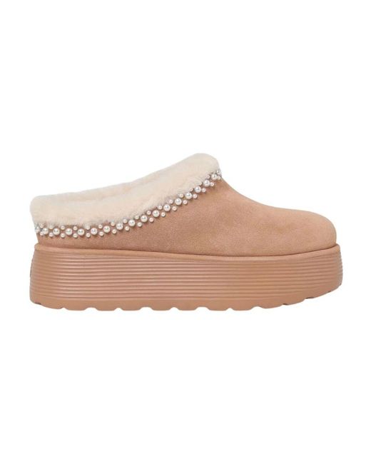 Stuart Weitzman Pink Shearling Plateau Clog