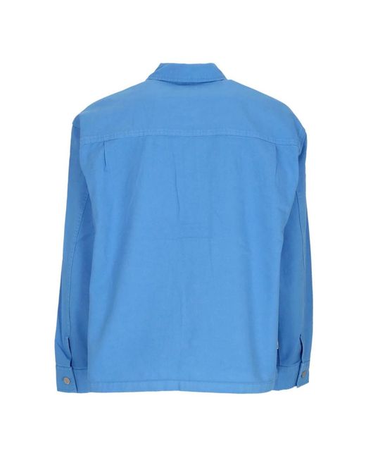 Obey Jassen ,Blauw ,Katoen Blauwe Shirtjas Met Kraag in het Blue voor heren