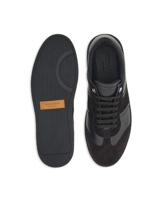Ferragamo Schwarze logo-debossed sneakers in Black für Herren
