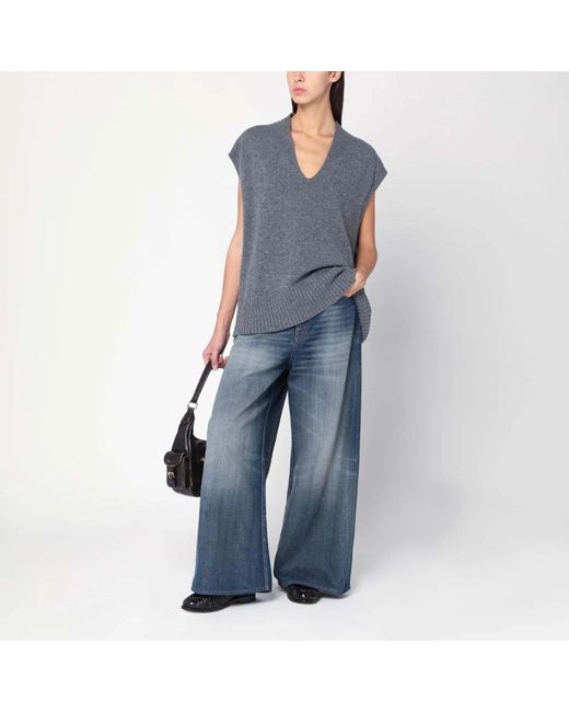 Roberto Collina Blue V-Neck Knitwear