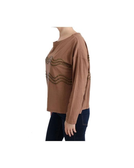 Long Sleeve Tops di John Galliano in Brown