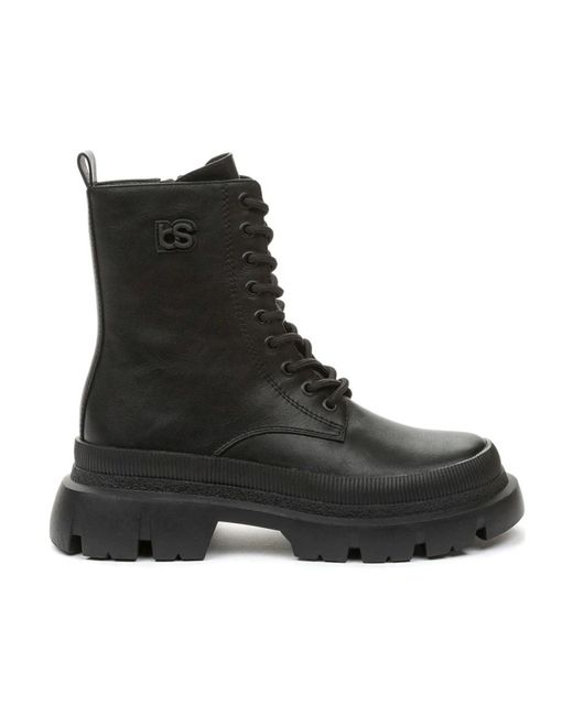 Betsy Black Lace-Up Boots