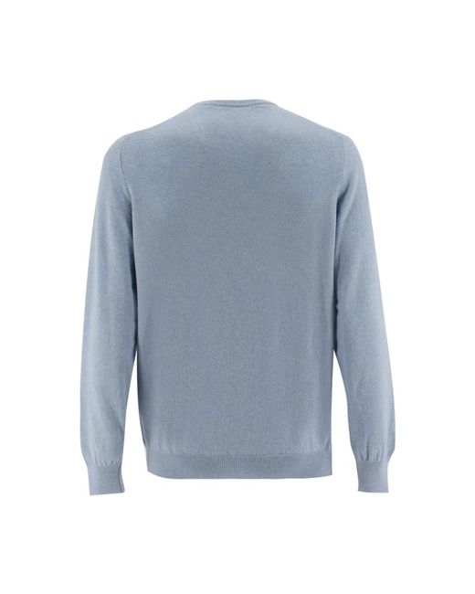 Fedeli Kasjmier Crew Neck Slim Fit Sweater in het Blue voor heren