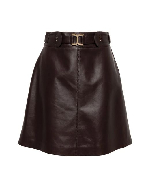 Chloé Brown Leather Skirts